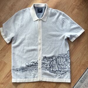 Abercrombie & Fitch - L - All Saints White Short-Sleeve Knit Polo